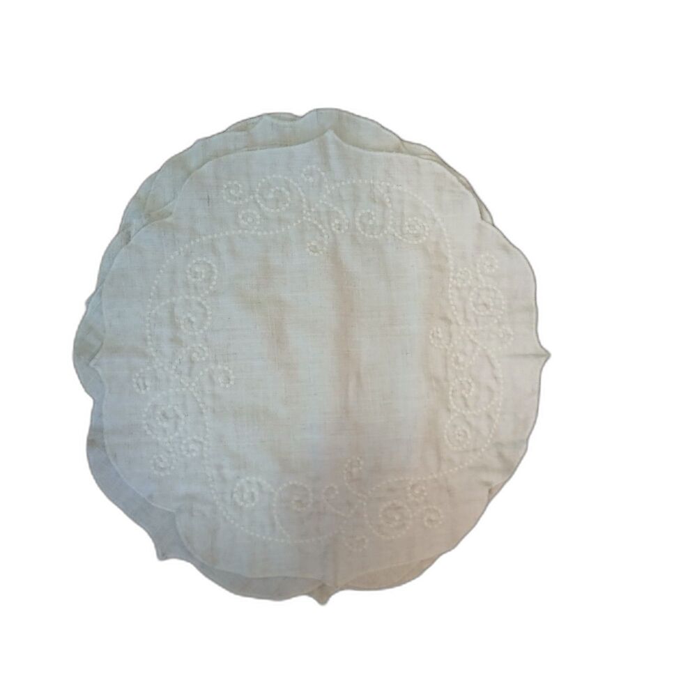 Lenox French Perle Embroidered Round Placemats Set of 5 Cream Tone